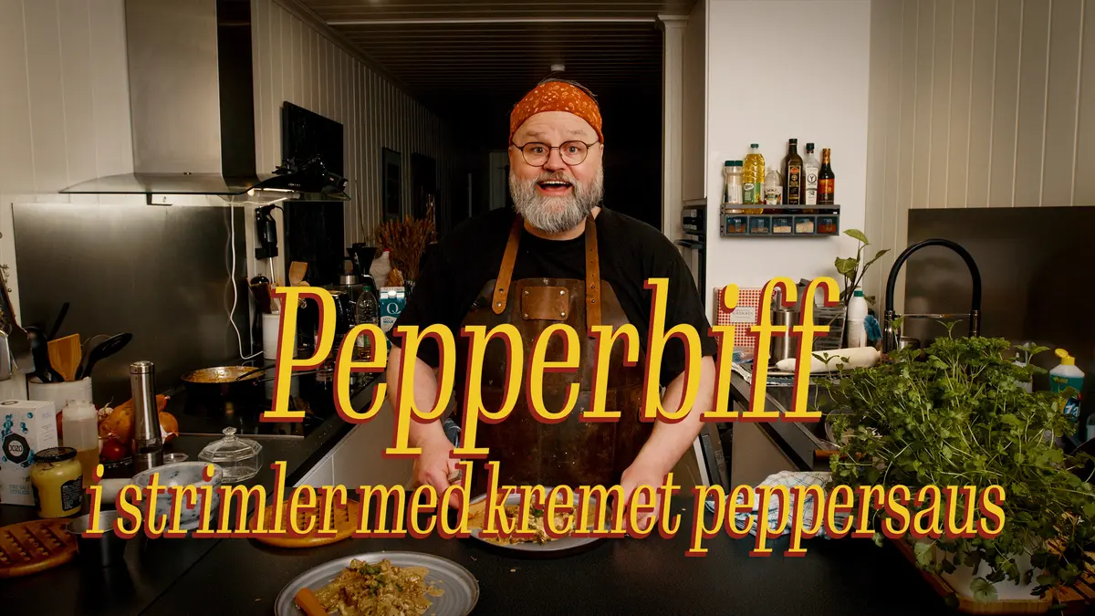 Pepperbiff i strimler med kremet peppersaus